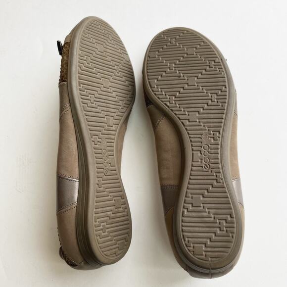 Ecco Buckle Ballet Flats Metallic Snakeskin Embossed Leather - Picture 5 of 6